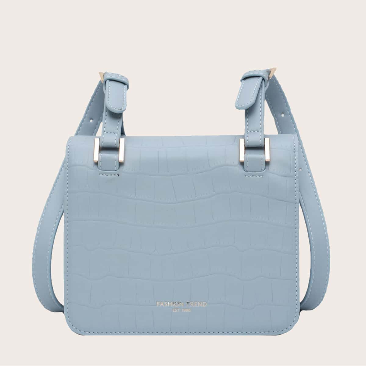 

Croc Embossed Flap Crossbody Bag, Blue