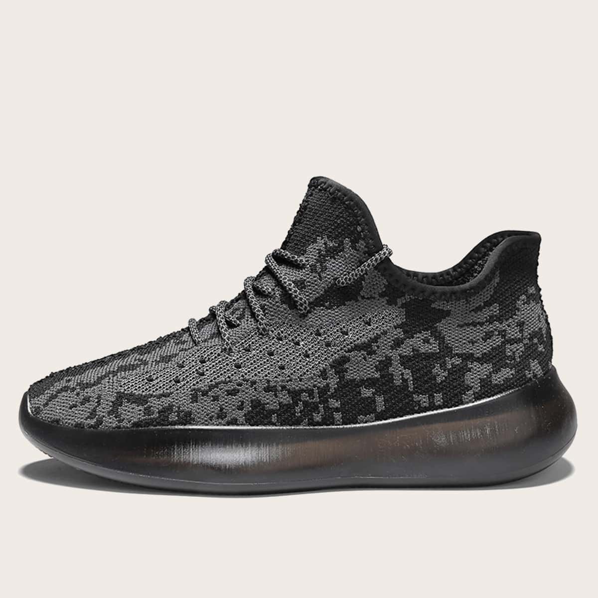 

Guys Lace-up Front Knit Sneakers, Black