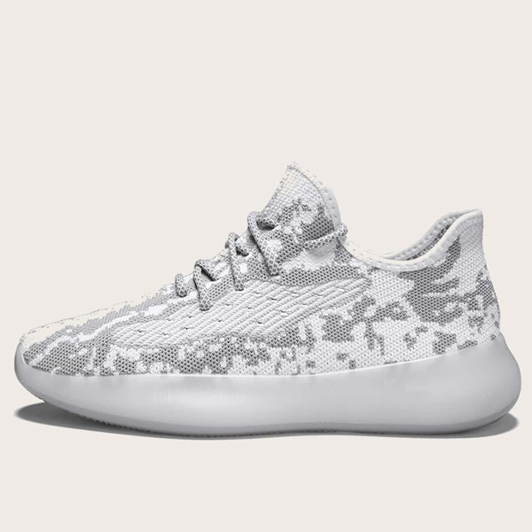 

Men Lace-up Front Knit Sneakers, Grey