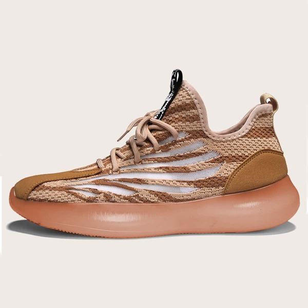 

Men Mesh Panel Lace-up Front Sneakers, Brown