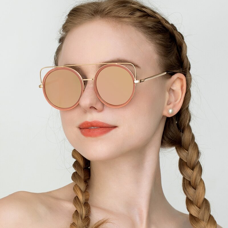 

Round Frame Sunglasses, Pink