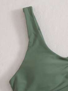 Swim Chiccia Summer Beach Solid Bikini Set V Wired Bra & Bikini Bottom 2 Pieces Bathing Suit