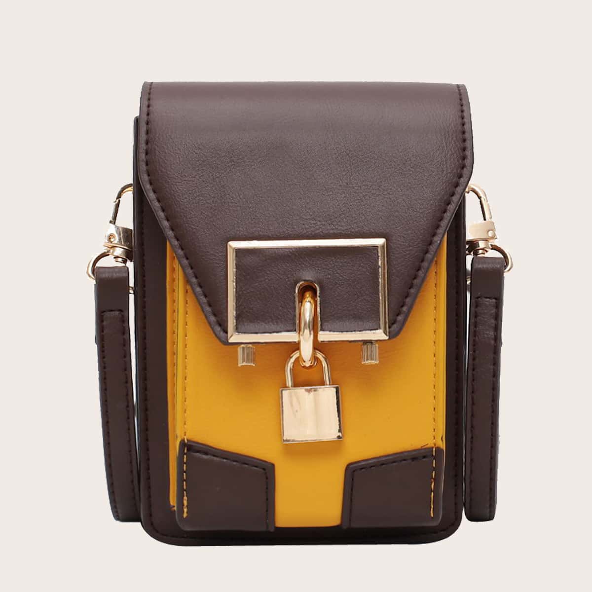 

Colorblock Flap Crossbody Bag, Brown