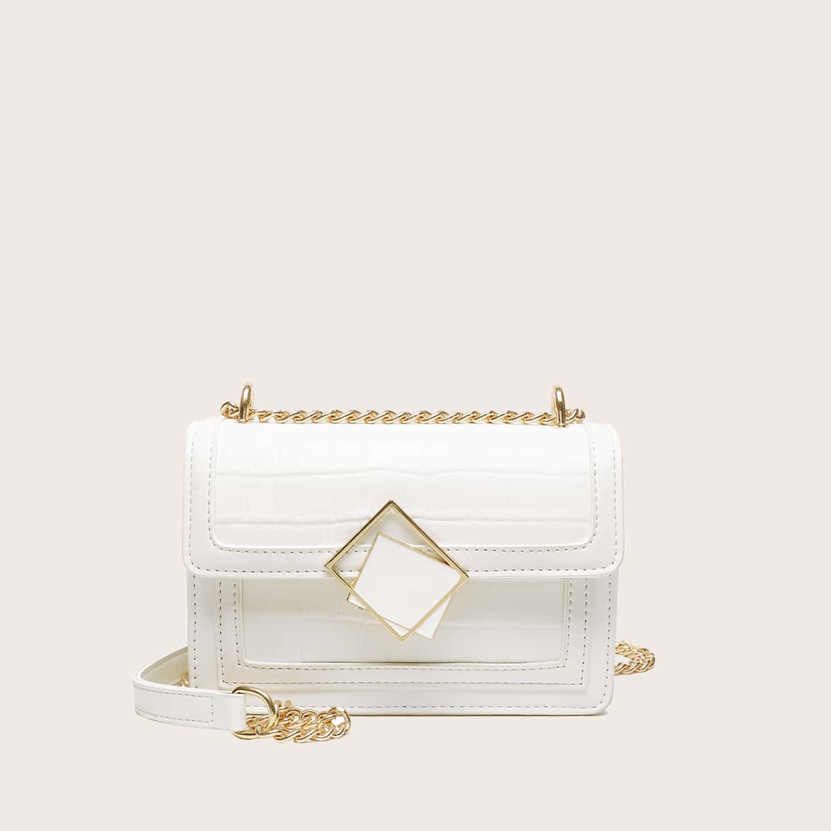 

Croc Embossed Crossbody Bag, White