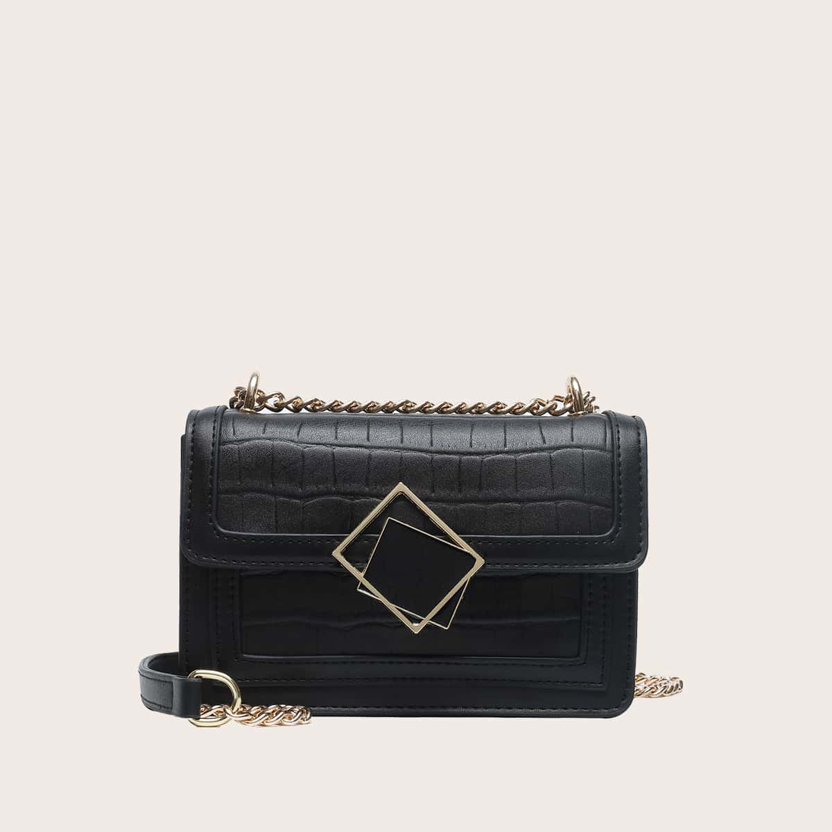 

Croc Embossed Crossbody Bag, Black