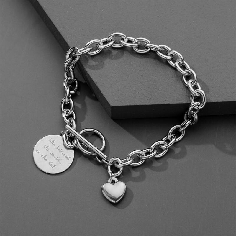 

Guys Heart Charm Bracelet, Silver