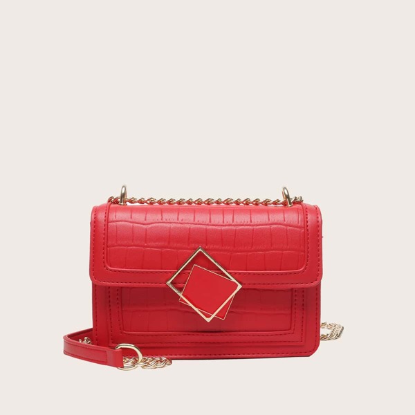 

Croc Embossed Crossbody Bag, Red