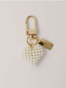 Faux Pearl Heart Decor Bag Charm Car Accessories Women Key Chain Charms