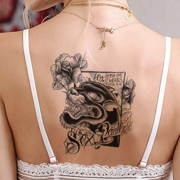 

Flower Pattern Tattoo Sticker, Black