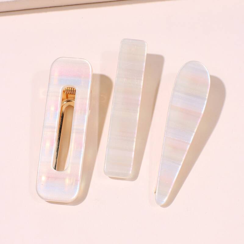 

3pcs Geometric Shaped Hair Clip, Multicolor