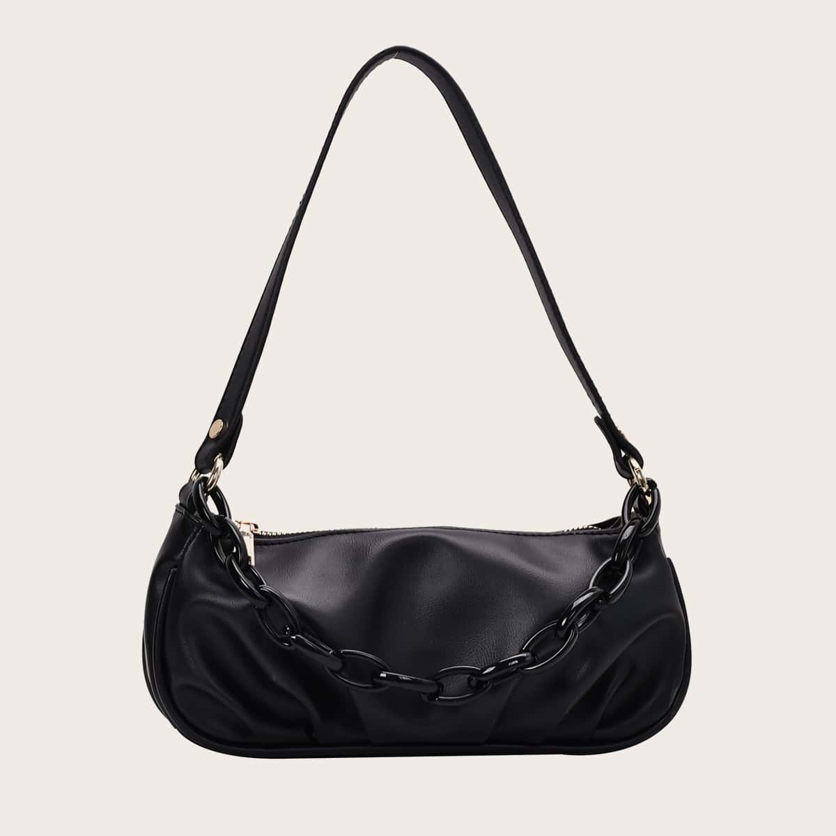 

Chain Detail Shoulder Bag, Black