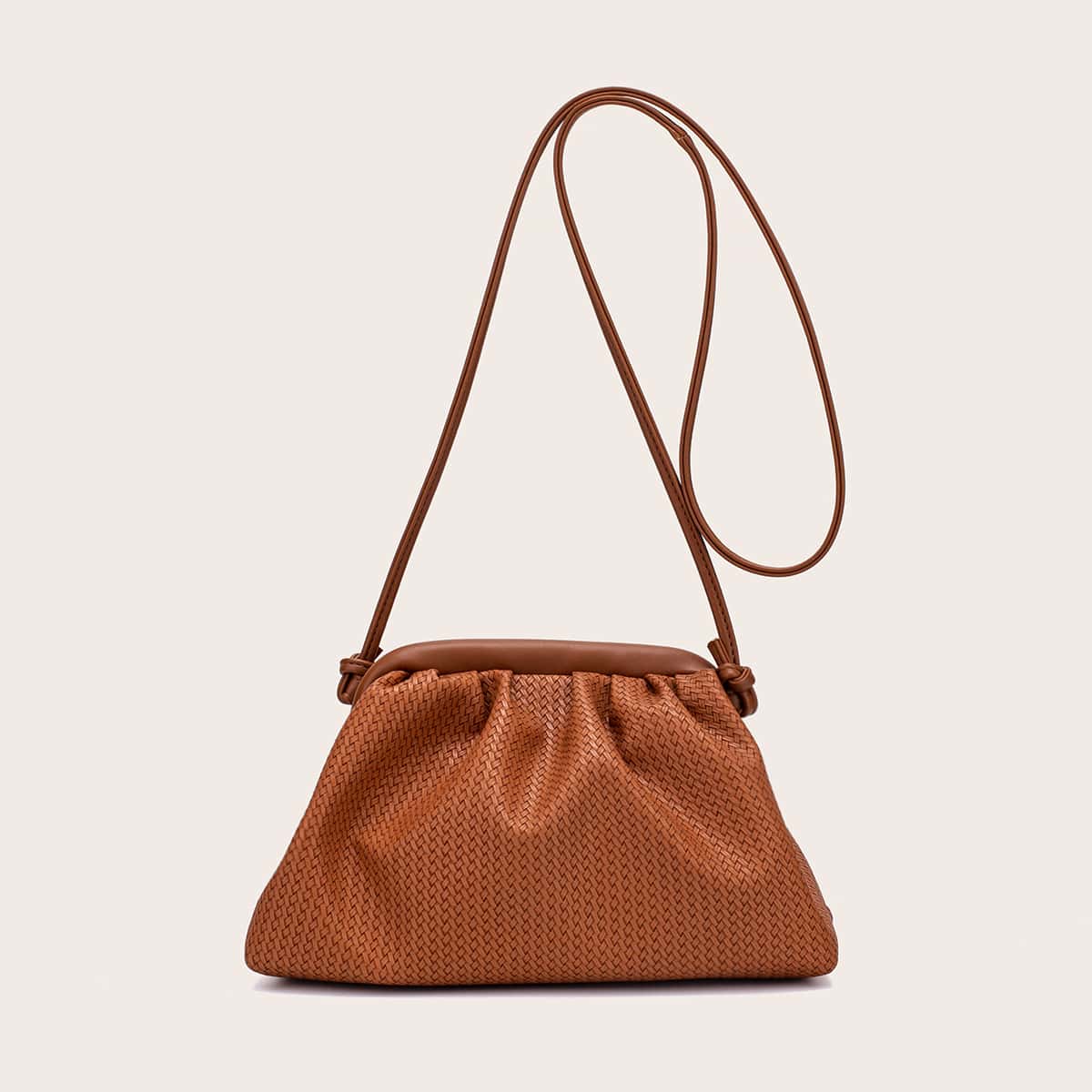 

Minimalist Braided Crossbody Bag, Brown