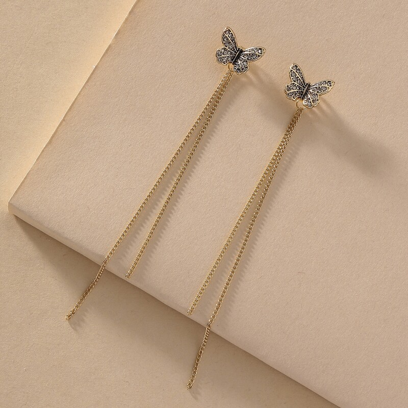 

Butterfly Decor Drop Earrings, Gold