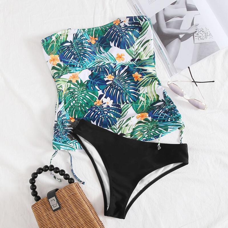 

Tropical Floral Bikini Swimsuit, Multicolor