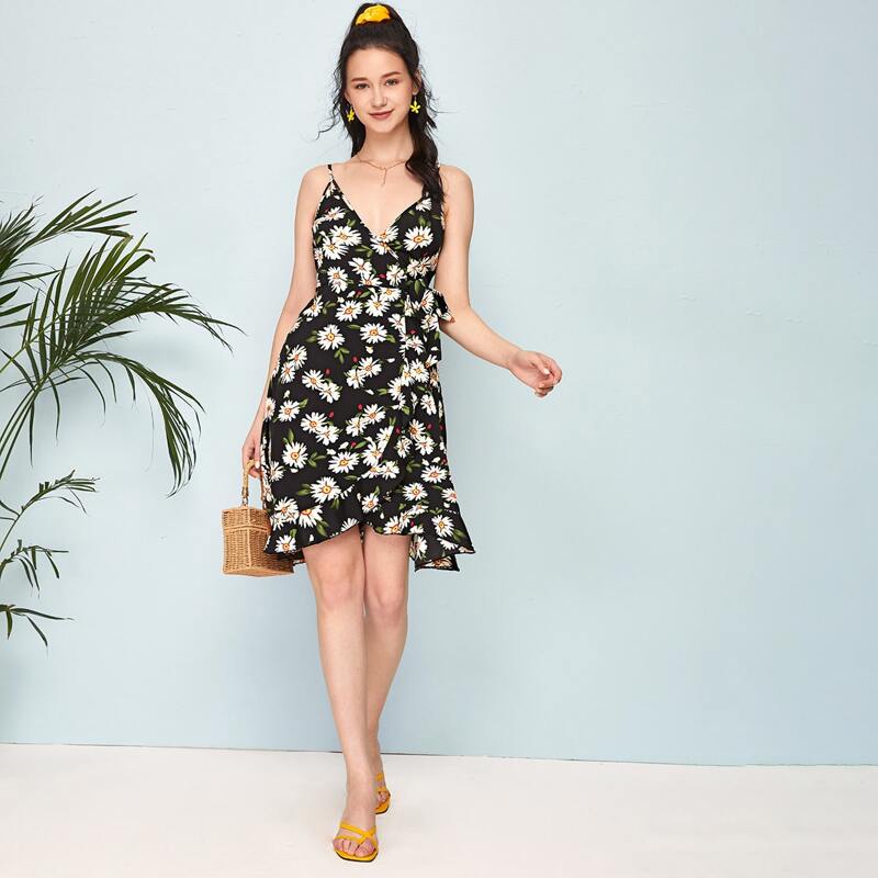 

Floral Wrap Tie Sundress, Multicolor