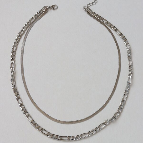 

Layered Chain Necklace, Silver