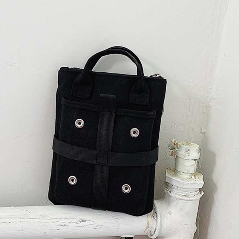 

Pocket Front Canvas Bag, Black