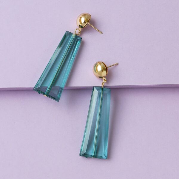 

Geometric Charm Drop Earrings, Blue