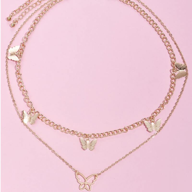 

2pcs Butterfly Charm Necklace, Gold