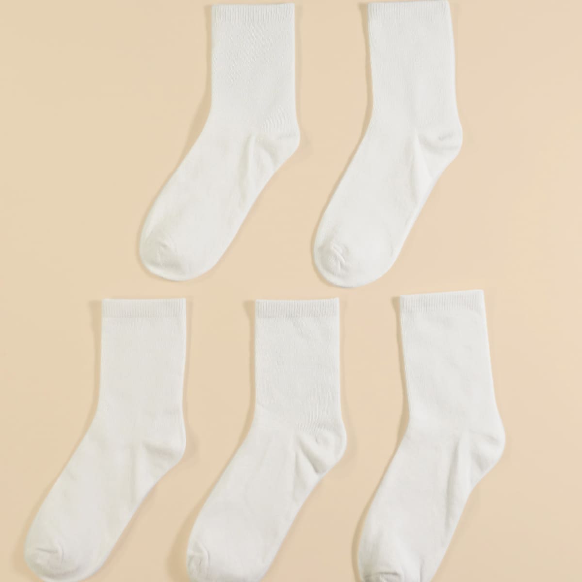 

5pairs Simple Solid Socks, White