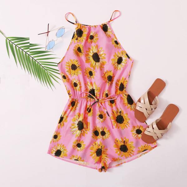 

Комбинезон с принтом подсолнуха, Розовые