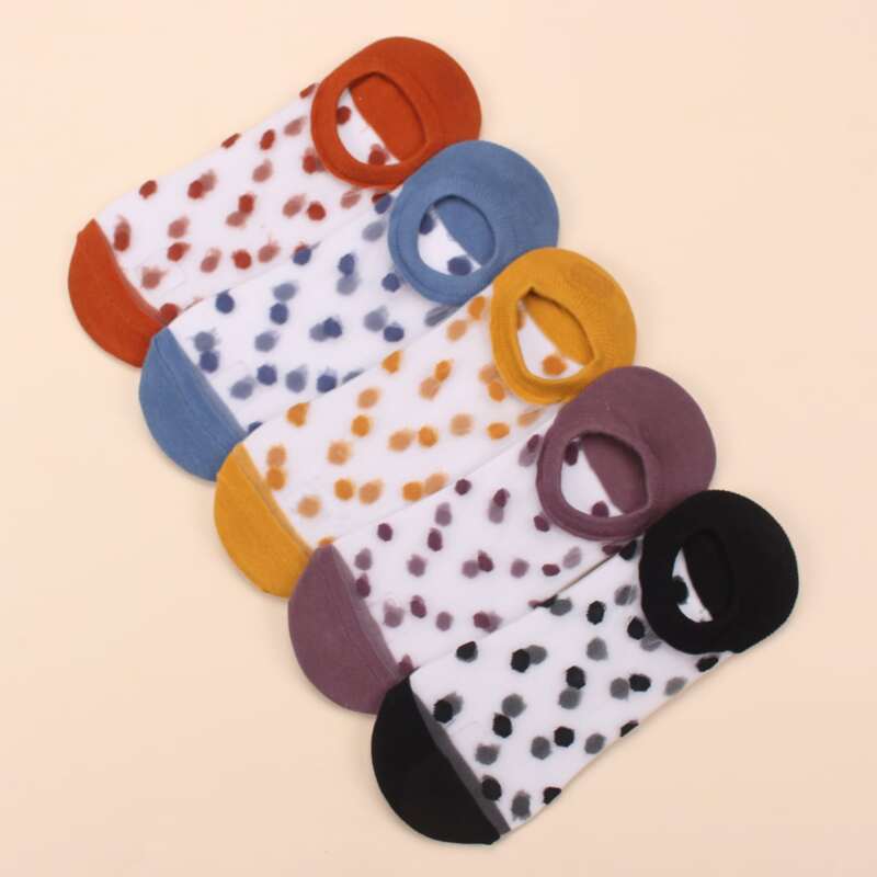 

5pairs Polka Dot Socks, Multicolor