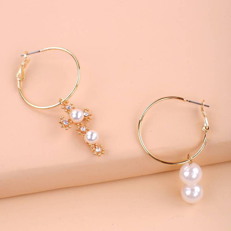

Faux Pearl Decor Drop Earrings, Gold