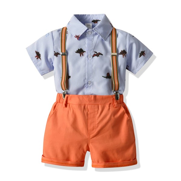 

Toddler Boys Striped Button Up Shirt & Suspender Shorts, Multicolor