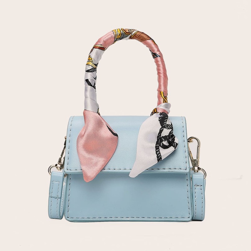 

Mini Scarf Detail Satchel Bag, Blue