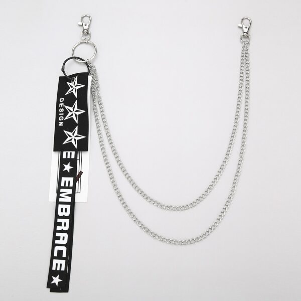 

Men Letter Ribbon Decor Pant Chain, Multicolor