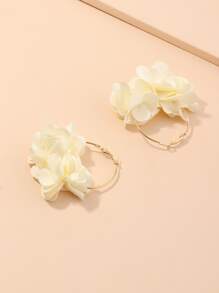 Pendientes de aro con flor - Multicolor - Ver 3