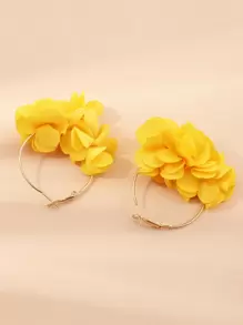 Pendientes con aro y decoración de flor, regalo para San Valentín, mamá, madre, Día de la Madre - Amarillo - Ver 2