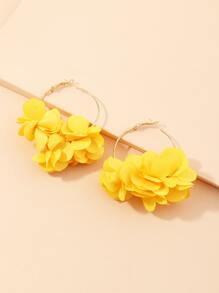 Pendientes con aro y decoración de flor, regalo para San Valentín, mamá, madre, Día de la Madre - Amarillo - Ver 3