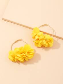 Pendientes con aro y decoración de flor, regalo para San Valentín, mamá, madre, Día de la Madre - Amarillo - Ver 4