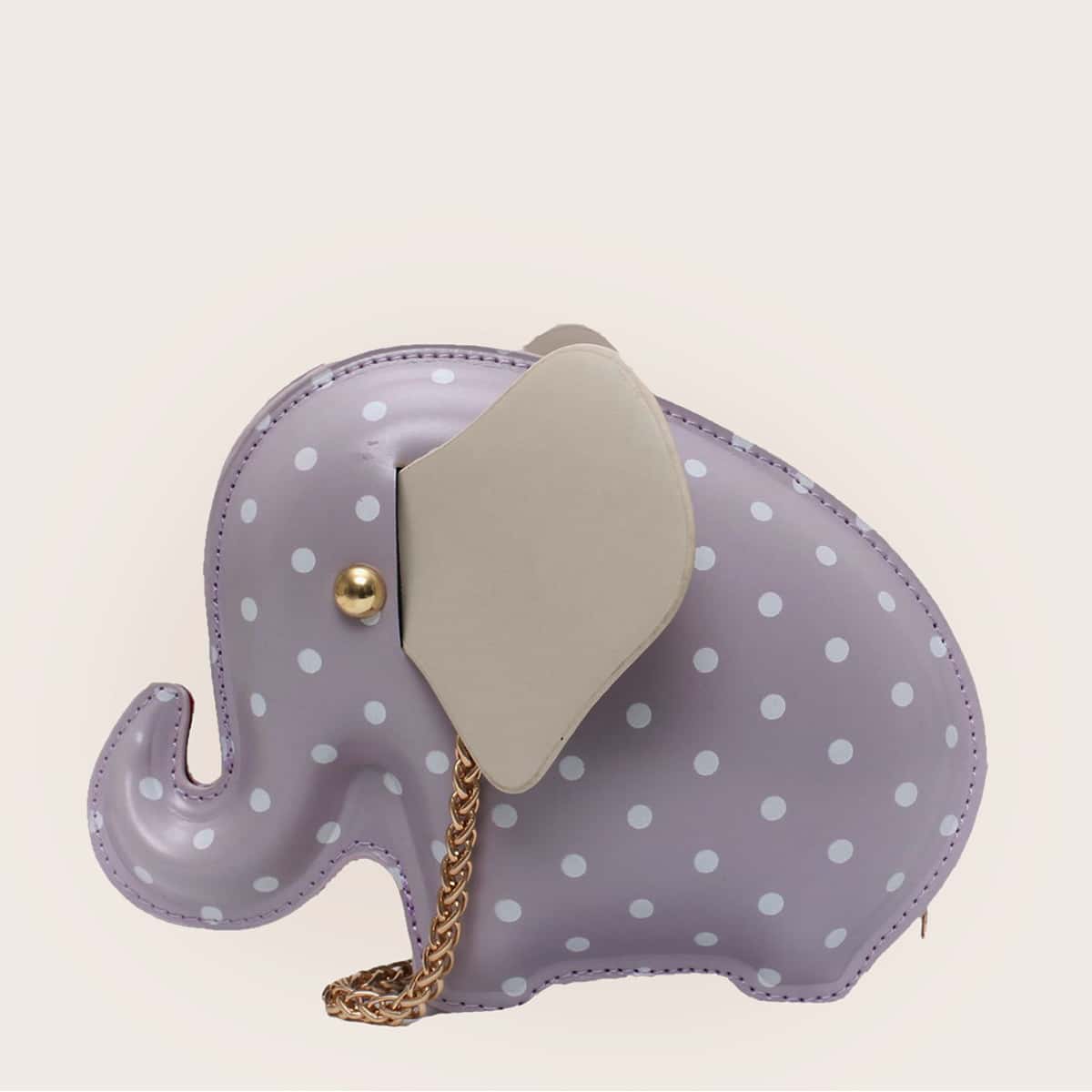

Elephant Shaped Polka Dot Crossbody Bag, Purple