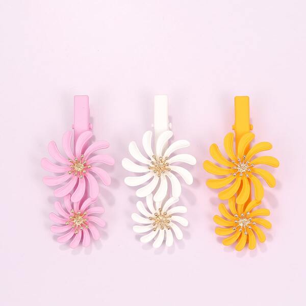 

3pcs Floral Decor Hair Clip, Multicolor