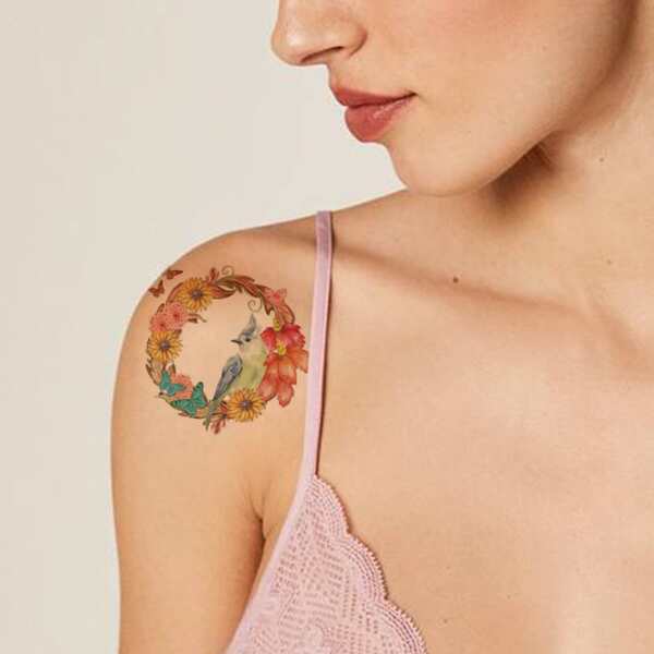 

Flower Pattern Tattoo Sticker, Multicolor