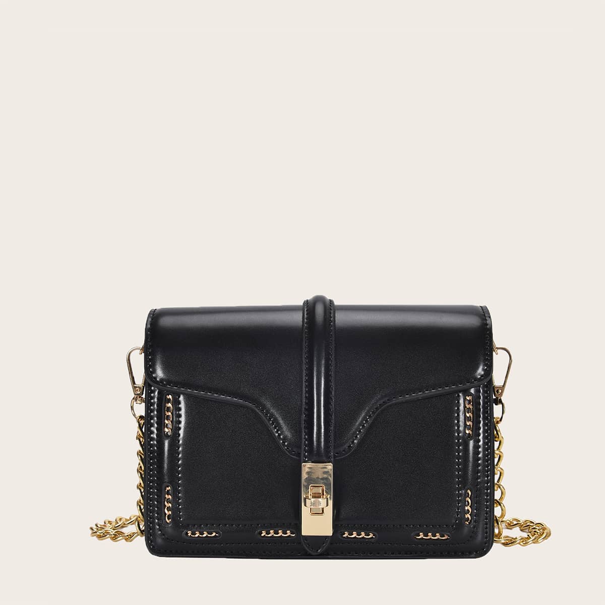 

Flap Chain Crossbody Bag, Black