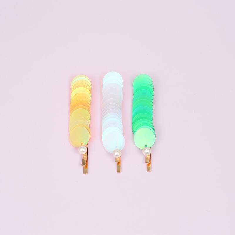

3pcs Iridescence Decor Hair Clip, Multicolor