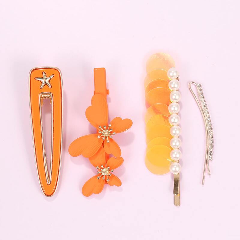 

4pcs Iridescence Decor Hair Clip, Multicolor