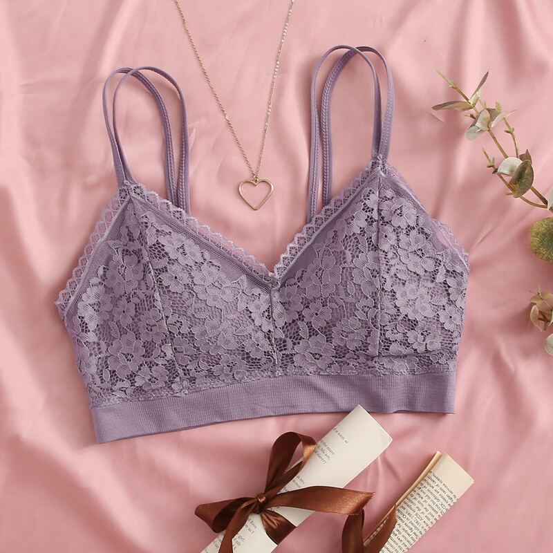 

Padded Lace Bra, Purple