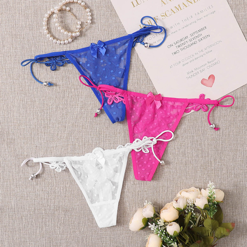 

3pack Floral Lace Side Tie Thong, Multicolor
