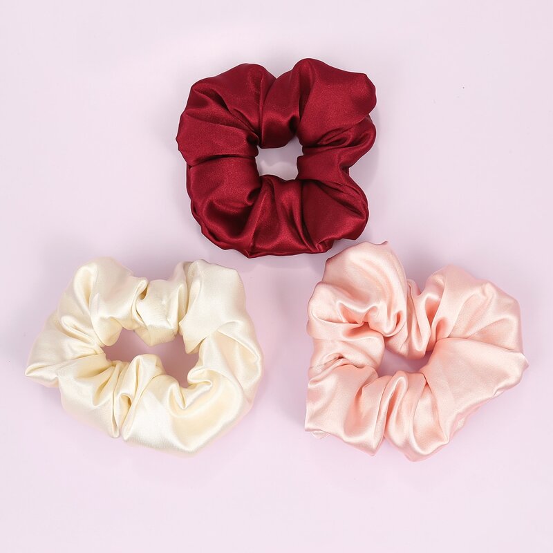 

3pcs Simple Solid Scrunchie, Multicolor
