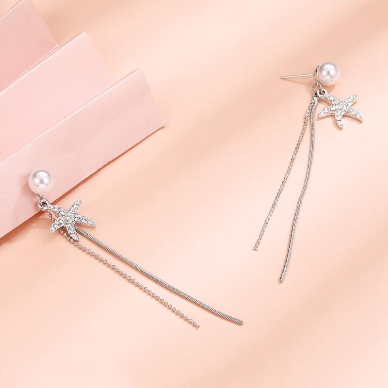 

Starfish Charm Drop Earrings, Silver