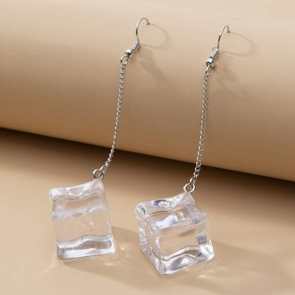 

Ice Cube Shaped Drop Earrings, Multicolor