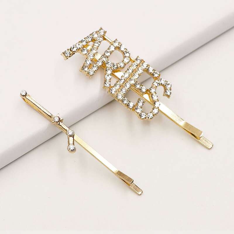 

2pcs Constellation Design Hair Clip, Multicolor