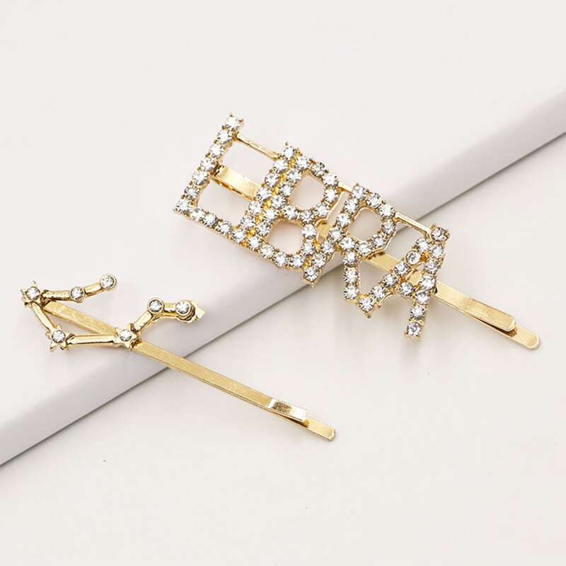 2pcs Constellation Design Hair Clip, Gold