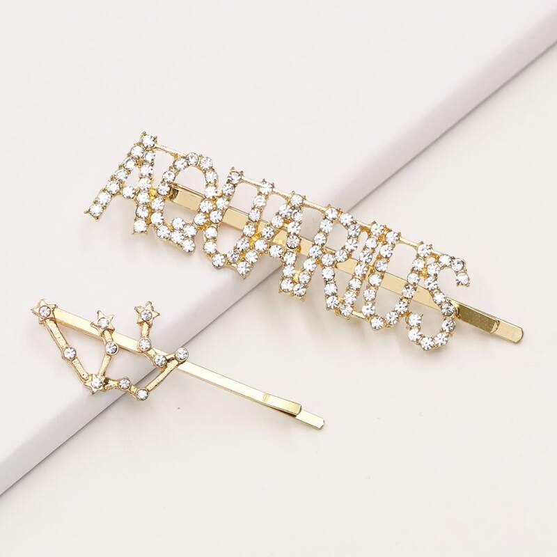 

2pcs Constellation Design Hair Clip, Gold