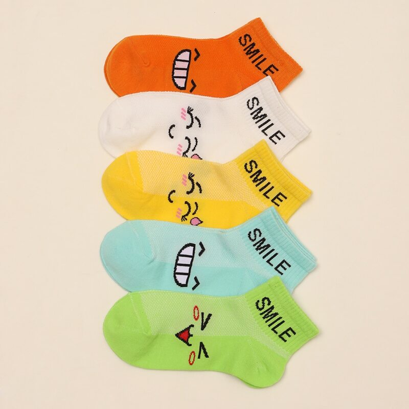 

5pairs Expression Pattern Socks, Multicolor
