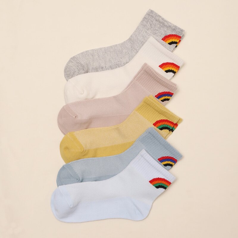 

6pairs Rainbow Pattern Socks, Multicolor